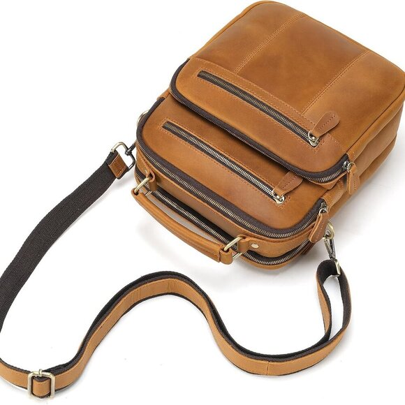 Leather Man Purse Shoulder Bag,Small Mens Crossbody Messenger Bags for Work,Men - Picture 6 of 7